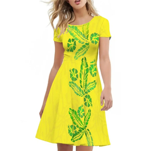 Robes décontractées à manches courtes <span class=keywords><strong>pour</strong></span> femmes polynésiennes Dropshipping Tribal Clothing Print Custom Slim Retro Dress Ladies Samoan Tahitian - Product Image 4
