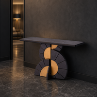 Table console artistique série Savannah 1,5 m en bois de frêne naturel, table d'entrée moderne rétro sculpturale, meuble de couloir