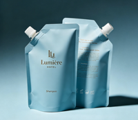 Pochette Doypack 1kg avec bec verseur, prête à l'emploi, en aluminium, pour produits d'accueil hôteliers et liquide lave-glace