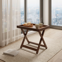 Table d'étude moderne en bois pliable avec plateau à collation et rebords surélevés, idéale pour chambre à coucher, fenêtre en baie, table basse autoportante