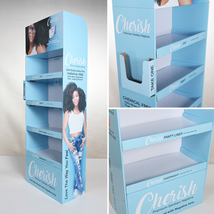 Caja de cartón plegable POP, estante de exhibición para suelo, con cuatro estantes para ropa - Product Image 5