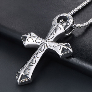 Stainless Steel <b>Cross</b> Pendant Necklace For Men Punk Retro Style SP528 - Product Image 2