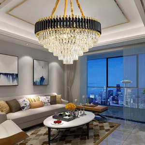 Modern Custom Decor black Lustre-Salon Crystal Large Pendant <b>Lights</b> large <b>ceiling</b> luxury gold crystal chandeliers - Product Image 3