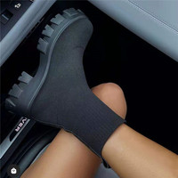 Bottes décontractées à plateforme pour femmes, en tricot volant, grande taille 43, blanches, style mode