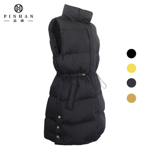 Gilet bouffant en tissu noir pour l'hiver col haut avec poches avant <span class=keywords><strong>et</strong></span> fermeture éclair imperméable avec boutons de plumes Gilet en <span class=keywords><strong>duvet</strong></span> pour <span class=keywords><strong>femme</strong></span> - Product Image 3