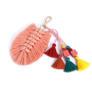 พวงกุญแจโลหะผสมสังกะสีแบบหลายชั้นสไตล์ยุโรปอเมริกัน ประดับพู่ห้อย ลูกปัดไม้ <span class=keywords><strong>ใบ</strong></span>ไม้ ดีไซน์โบฮีเมียน  จี้ห้อยหู  เครื่องประดับจีน - Product Image 4