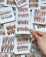 Uñas postizas de lujo hechas a mano, largas, personalizadas, de acrílico, con forma de ataúd cuadrado, cobertura completa, de alta calidad, estilo stiletto, con diseño de mariposa.