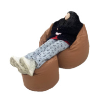 Fauteuil pouf en cuir PU imperméable, canapé paresseux enveloppant avec accoudoirs, siège pouf individuel d'intérieur pour la détente