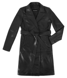 Abrigo de Mujer Personalizado 100% Cuero Nappa Negro Genuino, Cierre YKK de Alta Calidad, Logotipo Personalizado, Marca Privada, OEM, Venta al Por Mayor - Product Image 1