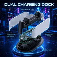 Support de charge double pour manettes de jeu en plastique, avec affichage LED et charge rapide, vente en gros, directement de l'usine