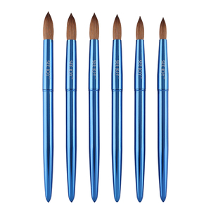 Nouveau Pinceau à Ongles de Luxe 2026 <span class=keywords><strong>en</strong></span> Acrylique 100% Pur Kolinsky avec Manche Métallique Bleu, Tête Ovale/Ronde pour Nail Art # 12- # 22 - Product Image 2