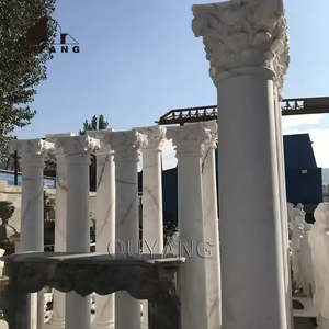 Quyang hiện đại ngoài trời trang trí Trắng Carrara đá cẩm thạch cột Roman rắn vuông thiết kế nhà trụ cột giá cả cạnh tranh - Product Image 4