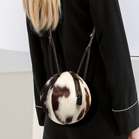 Nouveau sac à main en cuir véritable haut de gamme pour filles, imprimé léopard, fermeture éclair, polyester, tendance mode, fourrure intégrée, couleur contrastée