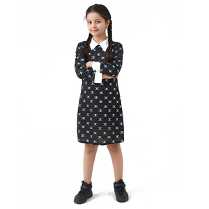 XJ <span class=keywords><strong>Adams</strong></span> <span class=keywords><strong>Family</strong></span> Wednesday Stage Performance Abito da ballo stampato nero a maniche corte unisex per bambini 100% poliestere - Product Image 4