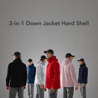 Veste imperméable unisexe pour l'extérieur, à coque rigide, avec capuche et doublure amovible en duvet de canard, veste 3 en 1 personnalisée pour homme