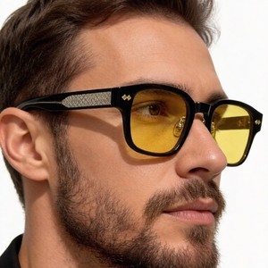 Gafas de sol con montura cuadrada y lentes amarillas, protección UV400, estilo urbano para mujer BV1404OA - Product Image 1
