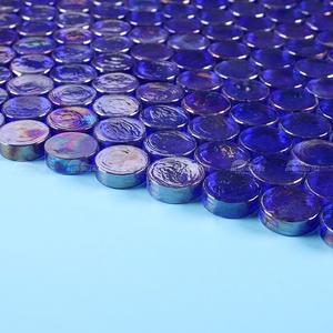 Họa Tiết Sóng Màu Xanh Dương Đậm Pha Lê Hình Tròn Một Xu Hồ Bơi Gạch Thủy Tinh Màu Xanh Dương Óng Ánh Mẫu Hồ Bơi - Product Image 2