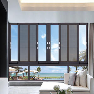 Ventanas <span class=keywords><strong>Corredizas</strong></span> Verticales Modernas <span class=keywords><strong>de</strong></span> Aleación <span class=keywords><strong>de</strong></span> Aluminio, Insonorizadas, con Mampara Plegable <span class=keywords><strong>de</strong></span> Acero Inoxidable para Balcón - Product Image 3