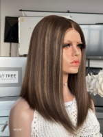 Perruque juive SHY à devant fermé, cheveux humains de qualité supérieure, ondulation naturelle, confortable pour un usage quotidien, vente en gros pour distributeurs