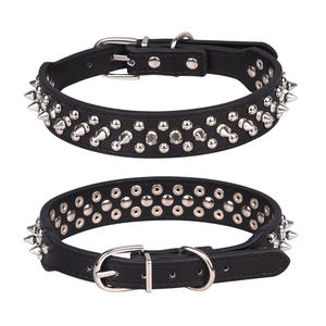 Amazo Bestseller Luxus Anti-Biss Hundehalsband 3 Reihen Nieten Haustier Farbiges PU-Leder Halsband mit Spikes - Product Image 3