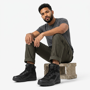 DF33 Outdoor camping Men Black Mesh Tactical <b>Boots</b> High Top Ankle Shoes All Seasons Waterproof Casual Outdoor Wear - Product Image 2