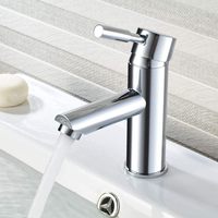 Robinets de lavabo en laiton chromé massif robinets d'eau à poignée unique de conception ronde