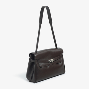 Sac à bandoulière minimaliste en cuir PU véritable marron 2026, couleur unie, avec rabat et fermoir, pour usage quotidien toutes saisons - Product Image 3