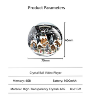Lecteur vidéo sphérique rechargeable avec mémoire 4 Go, son intégré, écran numérique 3D de 2,7 pouces, cadeau pour Noël/anniversaire
