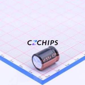 Condensateur électrolytique en aluminium à montage traversant RZW471M1VBK-1316, composant à montage traversant THT, D12.5xL16mm 470uF 20% 35V 5mm - Product Image 2