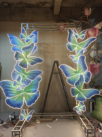 Fleurs artificielles personnalisées uniques, papillon géant lumineux, imperméable, décoration de mariage, fête, scène, extérieur, jardin