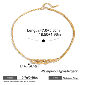 Interlocking <strong>Button</strong> Clasp Pendant Necklace Minimalist Stainless Steel 18K Gold Plated <strong>Chain</strong> for Daily Elegance - Product Image 6