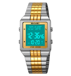SKMEI 2335 Montre Ultra Fine en Acier Carrée Dorée Personnalisée pour Homme et <span class=keywords><strong>Femme</strong></span>, Montre Cadeau Numérique Étanche avec Chronographe - Product Image 4