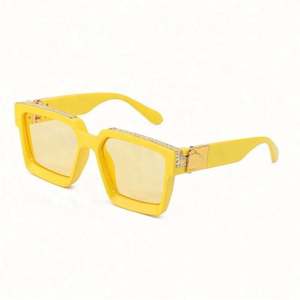 Gafas de Sol de Piloto de Lujo de Diseño Nuevo 2022, con Incrustaciones de Diamantes, Lentes Cuadradas Grandes con Degradado, Unisex, con Cadena - Product Image 5