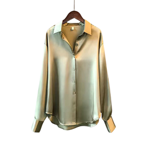 Camicie in Raso per <span class=keywords><strong>Donna</strong></span>, Stile Vintage a Maniche Lunghe, Bluse Eleganti Trasparenti, Camicie Plus Size e Overshirt Femminili - Product Image 4