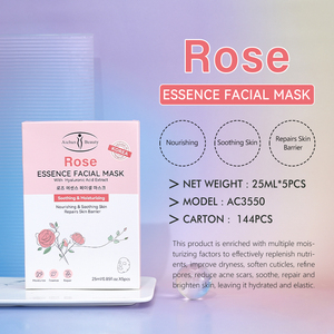 Maschera Viso Lenitiva alla Rosa con Acido Ialuronico, Idratante e Riparatrice, Maschera in Foglio per Schiarire le Macchie della Pelle - Product Image 2