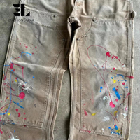 Pantalon de travail LARSUR en toile de canard épaisse, double genouillère, style charpentier, pour peintre, avec éclaboussures de peinture, en sergé tactique, pour homme