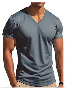 Camiseta Deportiva al por Mayor para Hombre, Talla Americana, Cuello en V, 100% Poliéster, Secado Rápido, Compresión, para Gimnasio y Entrenamiento - Product Image 1