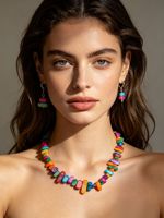 Kalung manik-manik warna-warni Bohemia trendi, perhiasan pernyataan gipsi etnik untuk Aksesori liburan pantai wanita