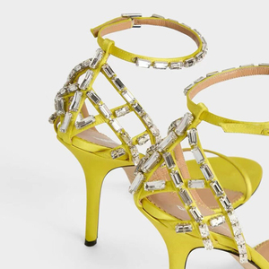 Sandalias de Seda para Mujer, Talla Grande 47, con una Sola Tira, Hebilla en el Tobillo, Diamantes, Tacón de Aguja, Zapatos de Vestir de Tacón Alto y Delgado - Product Image 5