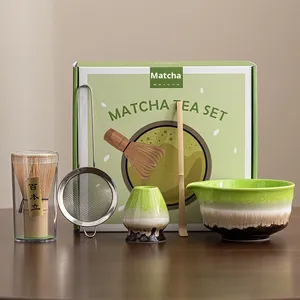 Ensemble de cinq bols à matcha en céramique de porcelaine écologique, style japonais moderne Eastern Rock, inspiré des outils à café et à thé, pour la maison - Product Image 1