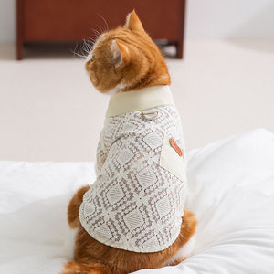 ملابس خفيفة الوزن وقابلة للتنفس للحيوانات الأليفة مكونة من قطعتين للربيع والصيف، قميص للقطط الصغيرة والكلاب الصغيرة مثل التيدي وبيشون فريز - Product Image 1
