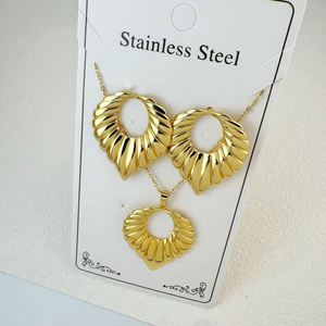 Conjunto de Collar y Aretes de Acero Inoxidable con Baño de Oro de 18K, Diseño de Corazón Irregular, para Mujer, Boda, Compromiso, Aniversario, Geométrico - Product Image 6