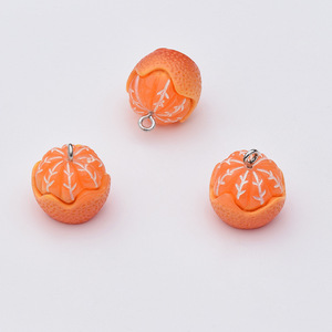 Breloque en résine imitation orange pelée, couleur vert-orange, kit de matériel pour la fabrication de bijoux DIY - Product Image 4