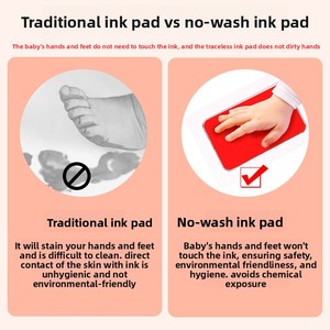 Tampon encreur écologique sans lavage pour empreintes de pieds et de mains de bébé, encre anti-adhésive, cadre souvenir <span class=keywords><strong>en</strong></span> argile, cadeau pour empreintes de mains et de pieds de bébé - Product Image 2