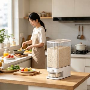 Contenedor de Almacenamiento de Gran Capacidad, Varios Tamaños, Minimalista, Blanco, para Cereales, Comida para Perros y Gatos, para Reventa - Product Image 2