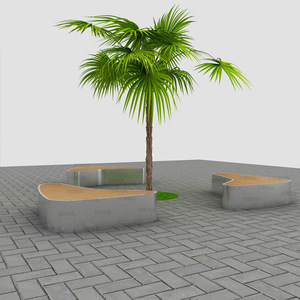 Fiberglass Outdoor Garden Chair Oval Modern Park Furniture Durable Seat With <b>Tree</b> <b>Planter</b> Combination - Product Image 1