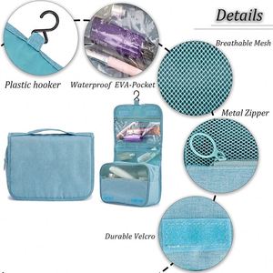 Trousse de toilette multifonction portable pour voyage, pochette de maquillage, trousse de toilette, organiseur de produits de toilette (Bleu Brume) - Product Image 5