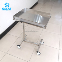 OSCAT 304 - Table d'opération vétérinaire en acier inoxydable, chariot réglable en hauteur, table d'instruments chirurgicaux pour animaux, clinique vétérinaire