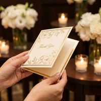 Tarjetas de Agradecimiento Personalizadas con Papel Dorado y Sobres, Tarjetas de Felicitación Empresariales y de Boda con Relieve, al por Mayor
