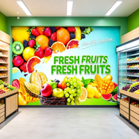 Papier peint personnalisé avec des fruits frais, murale pour magasin de fruits, fond mural aux fruits colorés, papier peint décoratif pour supermarché